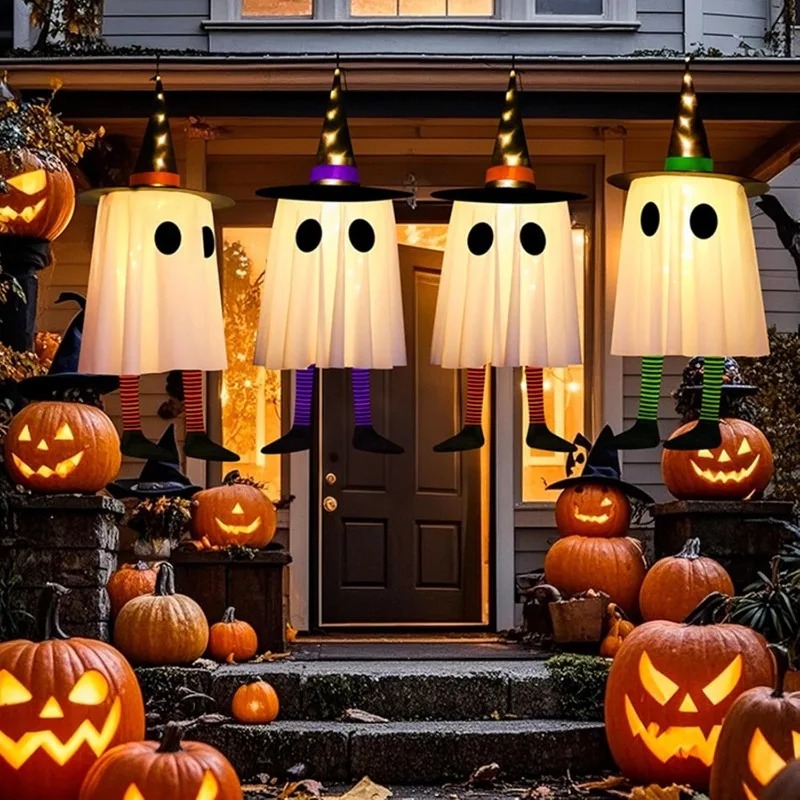 Outdoor Lighting Effects - Dekorasi Hantu Gantung Halloween, Lampu Topi
